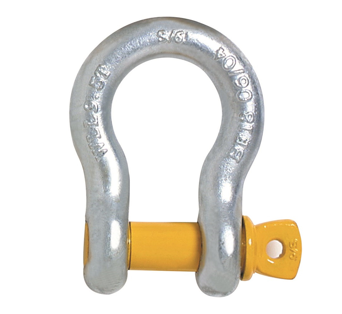 Yellow Pin Galvanised Bow Shackle (13.5t WLL) Grade S - 35 x 38mm ...